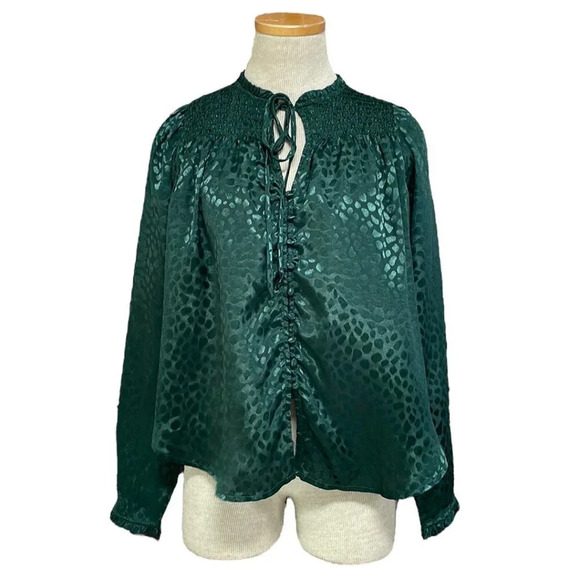 Bila 77 Blouse NWT Patrons of Peace Georgia Top Hunter Green Size X Small XS - Picture 1 of 16